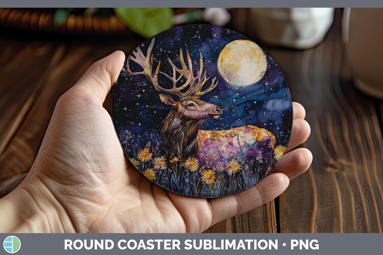 GorgeousWoodland Galaxy Round Coaster design.