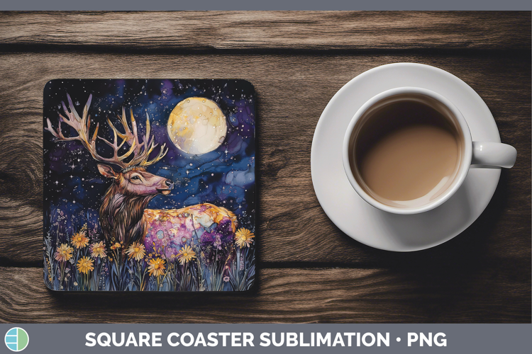 Woodland Galaxy Elk Square Coaster Sublimation Coaster Desig