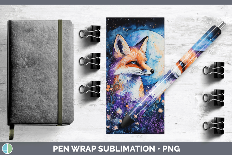 Woodland Galaxy Fox Pen Wrap Sublimation Pen Designs