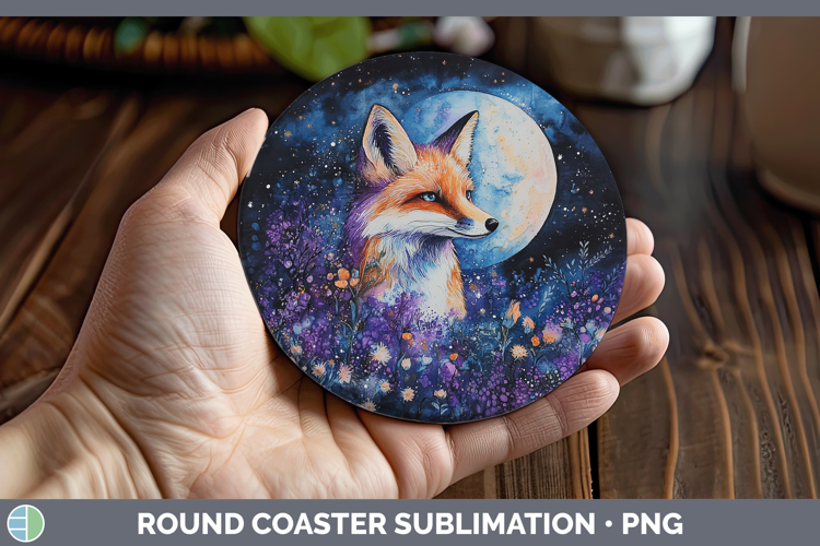 Woodland Galaxy Fox Round Coaster Sublimation Coaster Design