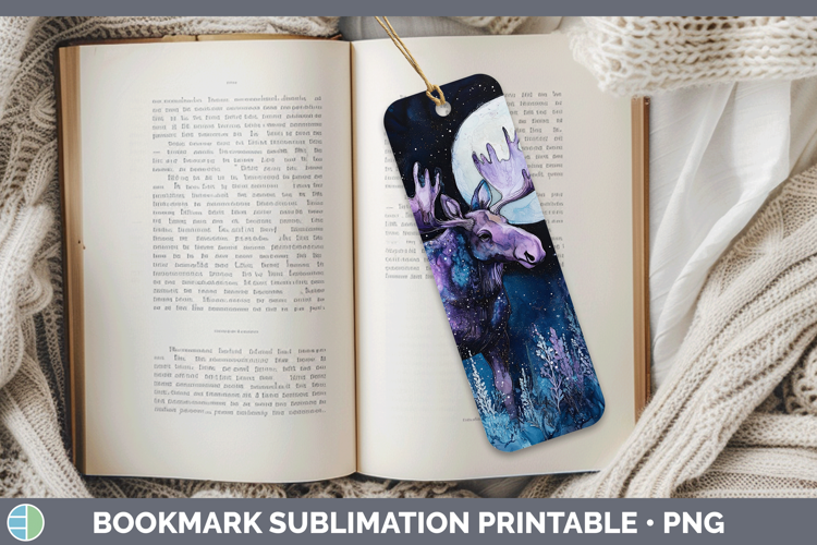 Woodland Galaxy Moose Bookmark Sublimation Printable Designs