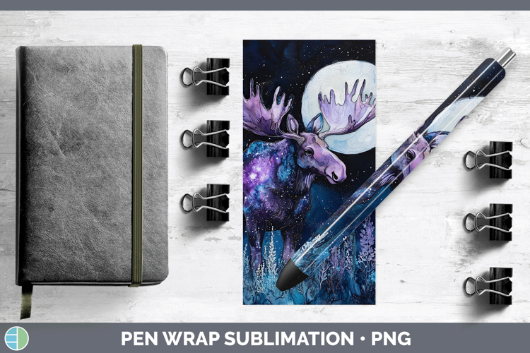 Woodland Galaxy Moose Pen Wrap Sublimation Pen Designs