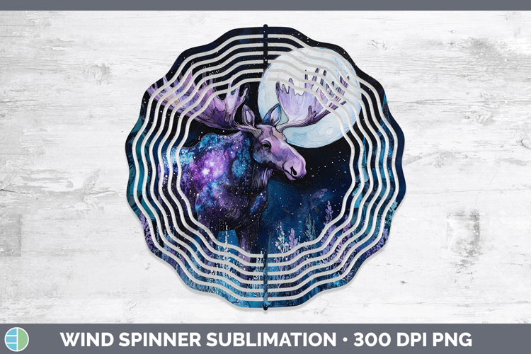 Woodland Galaxy Moose Wind Spinner Sublimation Spinner Desig