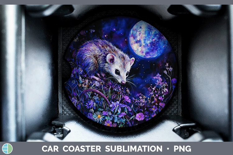 Woodland Galaxy Opossum Car Coaster Sublimation Designs