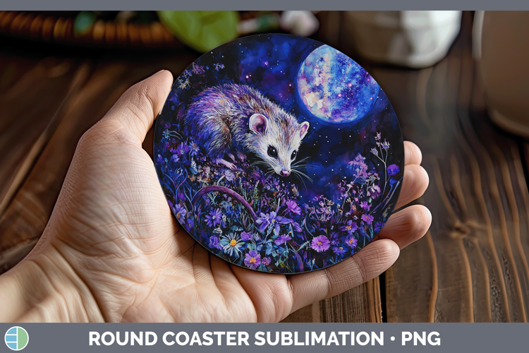 Woodland Galaxy Opossum Round Coaster Sublimation Coaster De