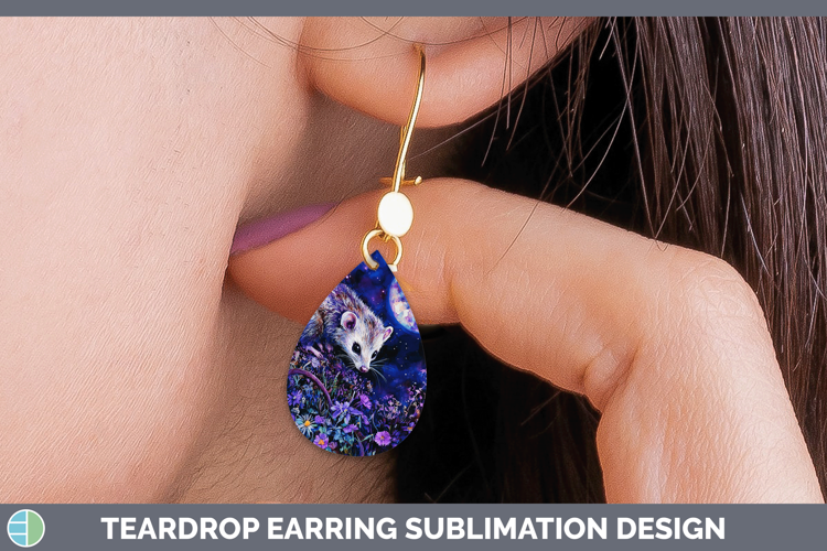 Woodland Galaxy Opossum Teardrop Earrings Sublimation Earrin