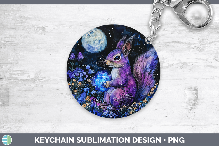 Woodland Galaxy Squirrel Keychain Sublimation Keyring Design