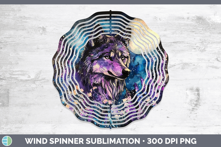 Woodland Galaxy Wolf Wind Spinner Sublimation Spinner Design