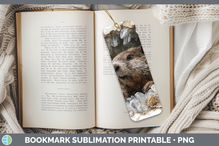 Woodland Geode Beaver Bookmark Sublimation Printable Designs