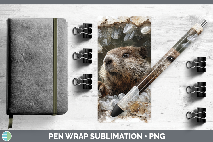 Woodland Geode Beaver Pen Wrap Sublimation Pen Designs