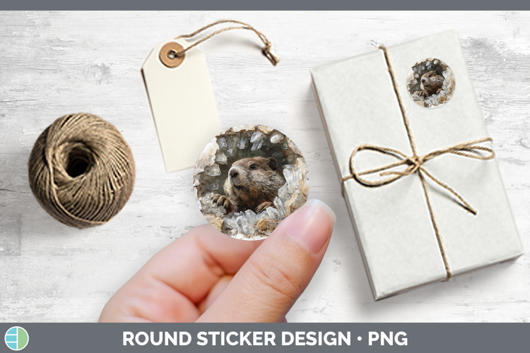 Woodland Geode Beaver Stickers | Round Labels Designs