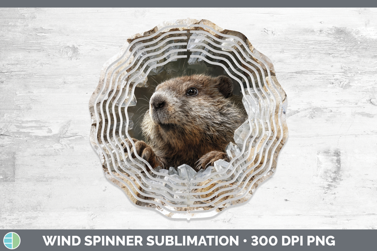 Woodland Geode Beaver Wind Spinner Sublimation Spinner Desig