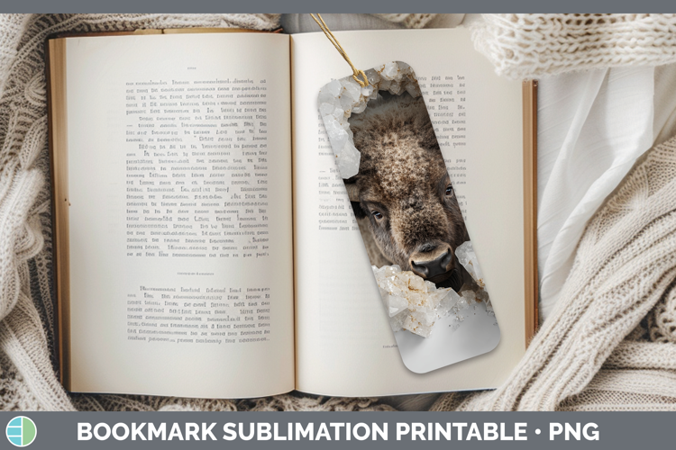 Woodland Geode Bison Bookmark Sublimation Printable Designs