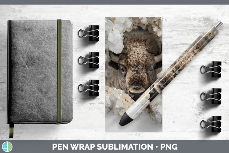 Woodland Geode Bison Pen Wrap Sublimation Pen Designs