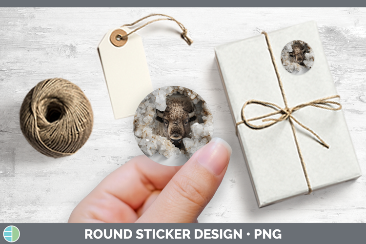 Woodland Geode Bison Stickers | Round Labels Designs