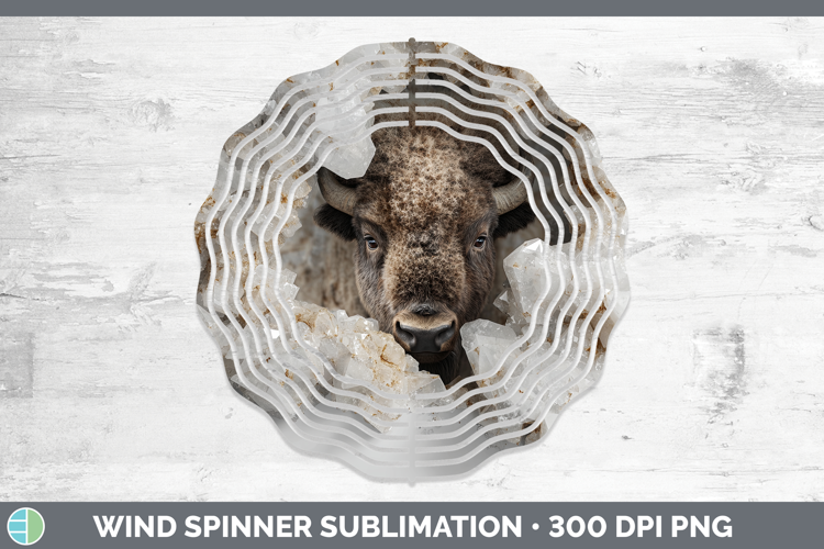 Woodland Geode Bison Wind Spinner Sublimation Spinner Design