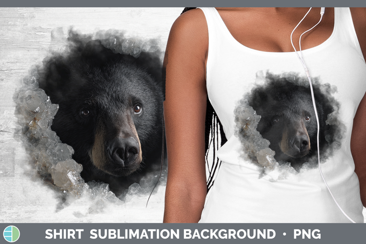 Woodland Geode Black Bear Shirt Sublimation Background Desig