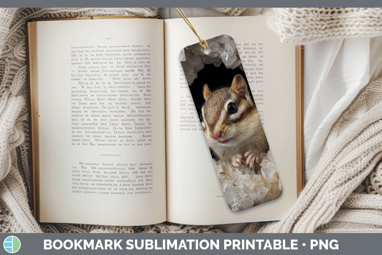 Woodland Geode Chipmunk Bookmark Sublimation Printable Desig