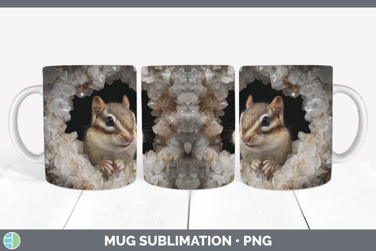 Woodland Geode Chipmunk Mug Wrap Sublimation Coffee Cup Desi