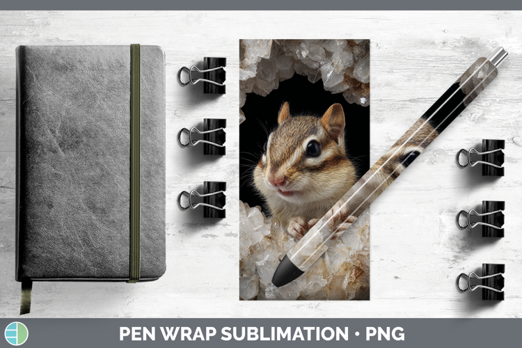 Woodland Geode Chipmunk Pen Wrap Sublimation Pen Designs