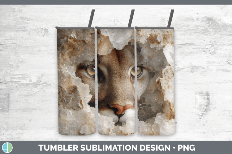 Woodland Geode Cougar Tumbler Sublimation 20 oz Skinny Tumbl