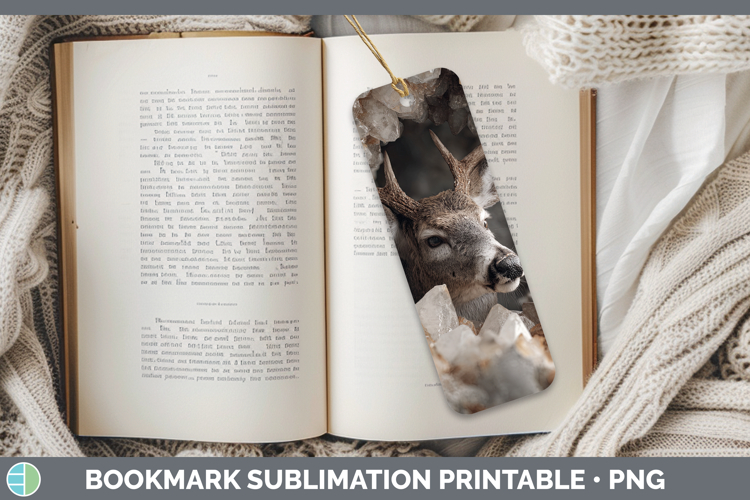 Woodland Geode Deer Bookmark Sublimation Printable Designs