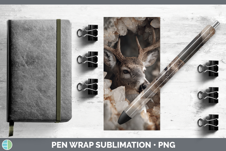 Woodland Geode Deer Pen Wrap Sublimation Pen Designs