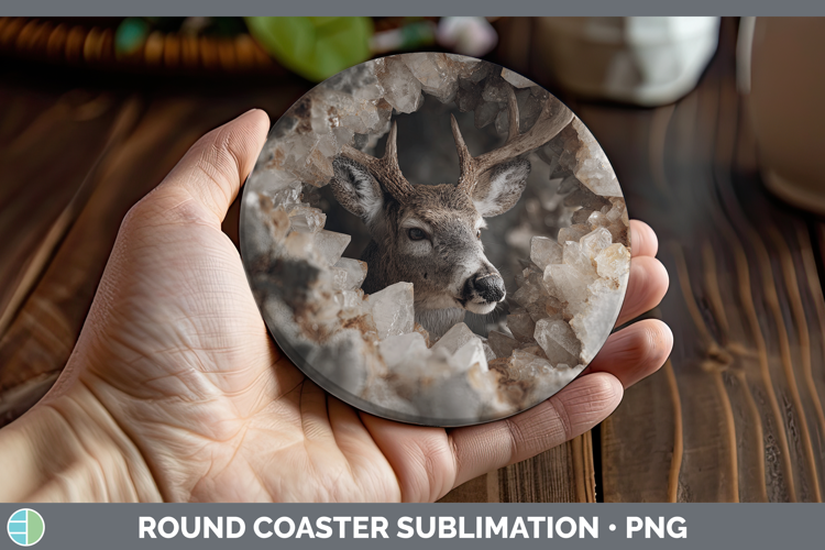 Woodland Geode Deer Round Coaster Sublimation Coaster Design