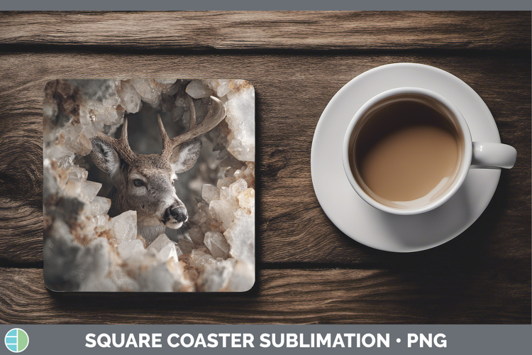 Woodland Geode Deer Square Coaster Sublimation Coaster Desig