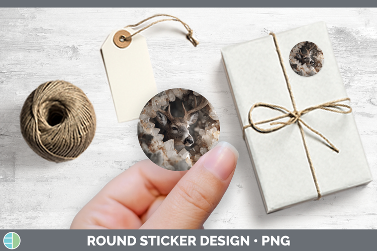 Woodland Geode Deer Stickers | Round Labels Designs