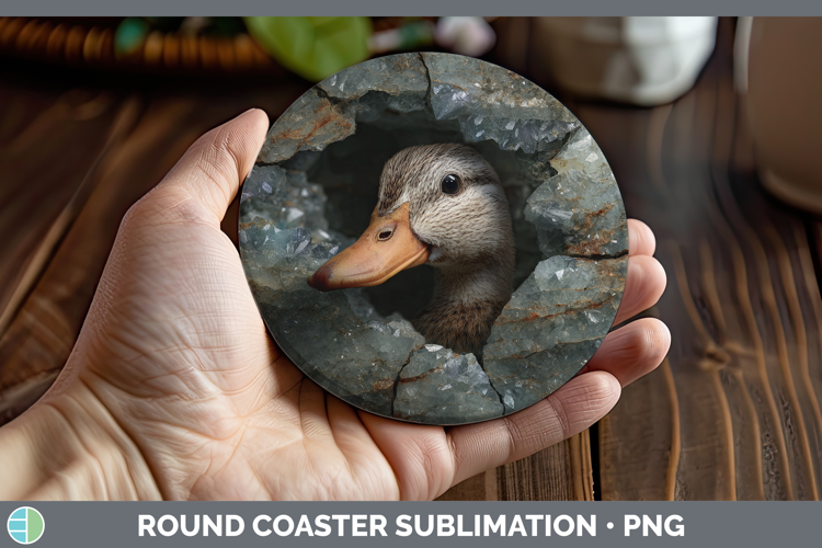 Woodland Geode Duck Round Coaster Sublimation Coaster Design