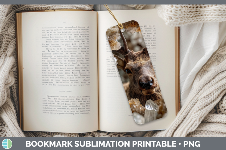 Woodland Geode Elk Bookmark Sublimation Printable Designs
