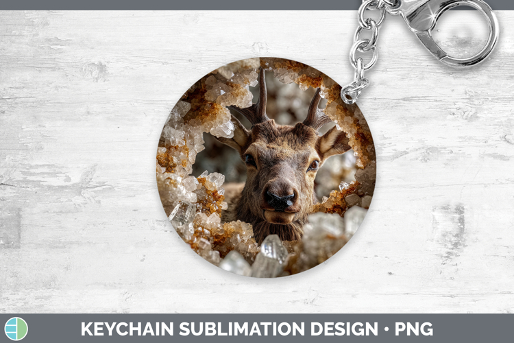 Woodland Geode Elk Keychain Sublimation Keyring Designs