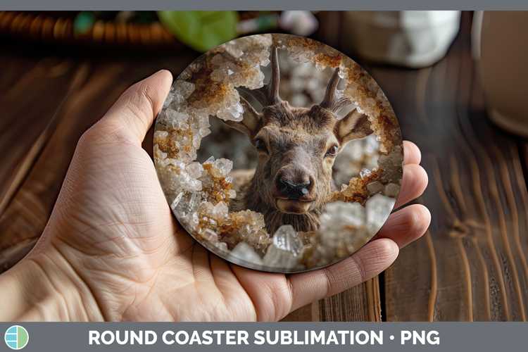 Woodland Geode Elk Round Coaster Sublimation Coaster Designs