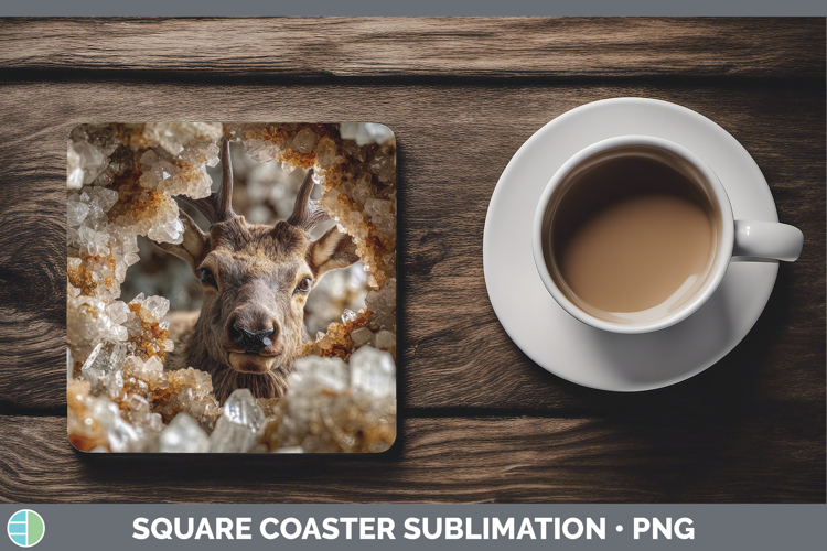 Woodland Geode Elk Square Coaster Sublimation Coaster Design