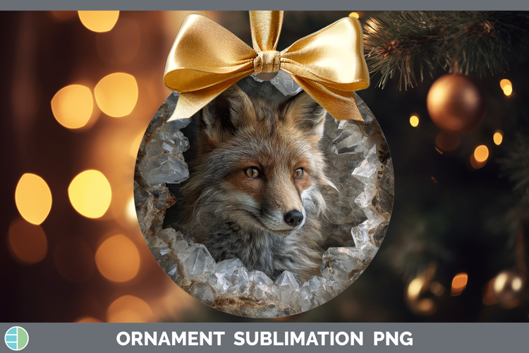 Woodland Geode Fox Ornament Sublimation Bauble Designs