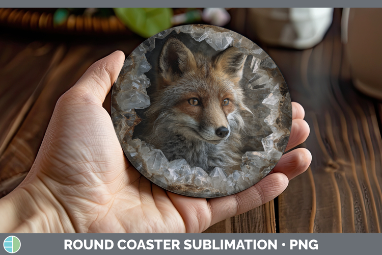 Woodland Geode Fox Round Coaster Sublimation Coaster Designs