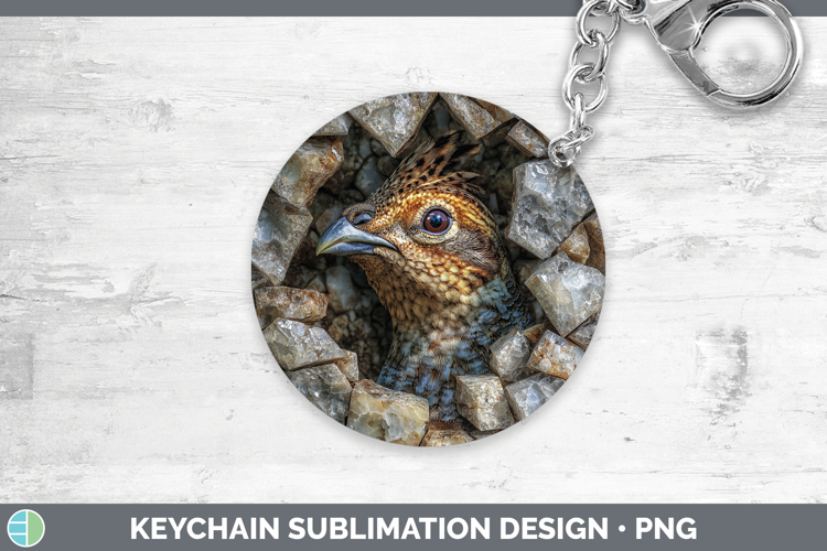 Woodland Geode Grouse Keychain Sublimation Keyring Designs