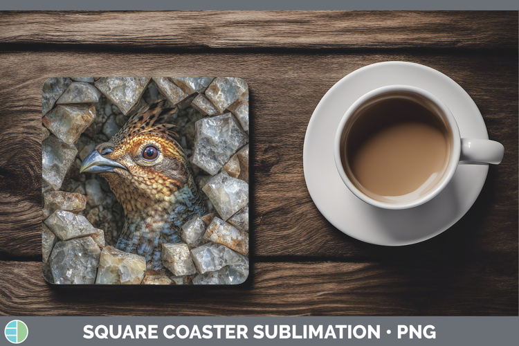 Woodland Geode Grouse Square Coaster Sublimation Coaster Des