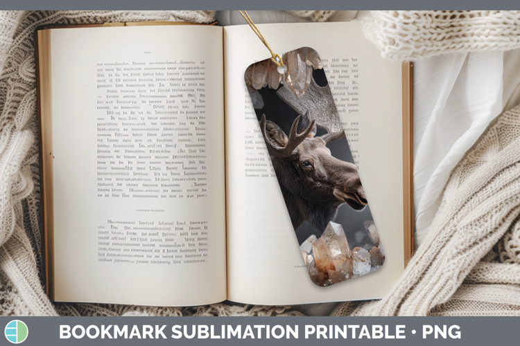 Woodland Geode Moose Bookmark Sublimation Printable Designs