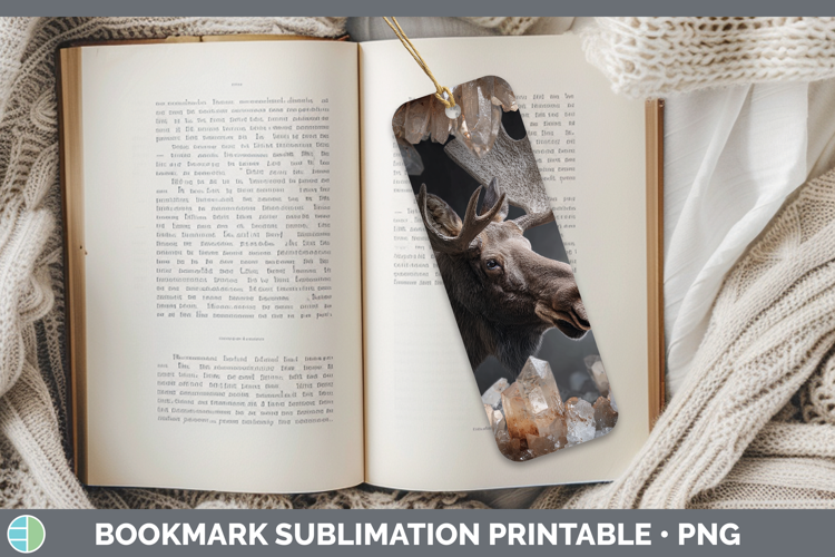 Woodland Geode Moose Bookmark Sublimation Printable Designs