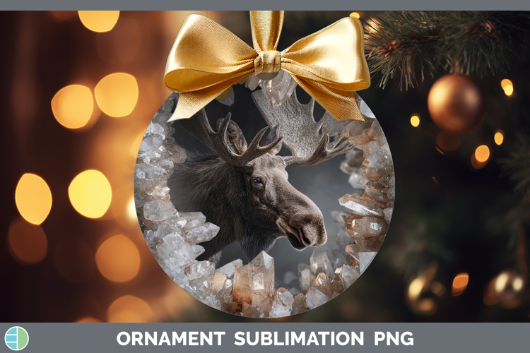 Woodland Geode Moose Ornament Sublimation Bauble Designs