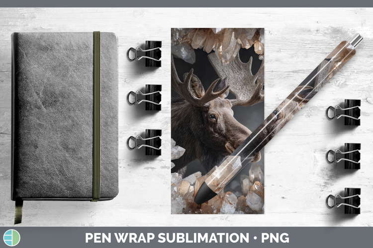 Woodland Geode Moose Pen Wrap Sublimation Pen Designs
