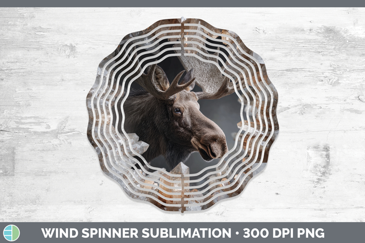 Woodland Geode Moose Wind Spinner Sublimation Spinner Design