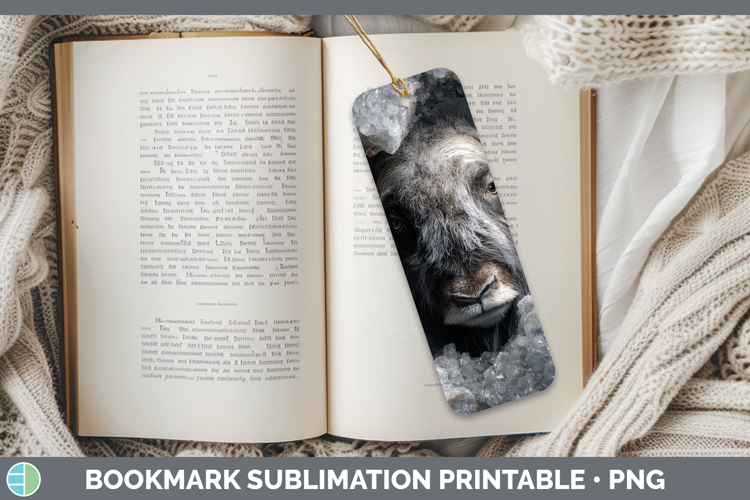 Woodland Geode Musk Ox Bookmark Sublimation Printable Design