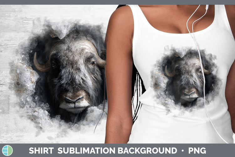 Woodland Geode Musk Ox Shirt Sublimation Background Designs