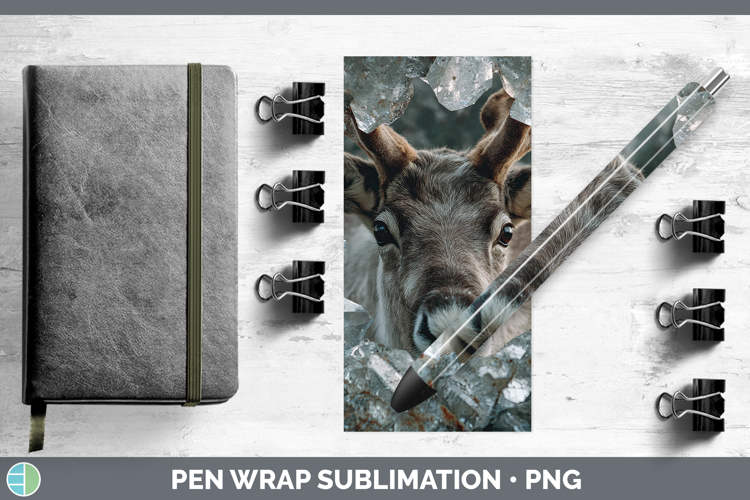 Woodland Geode Reindeer Pen Wrap Sublimation Pen Designs