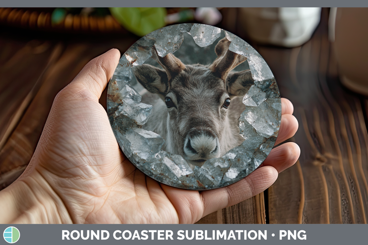 Woodland Geode Reindeer Round Coaster Sublimation Coaster De