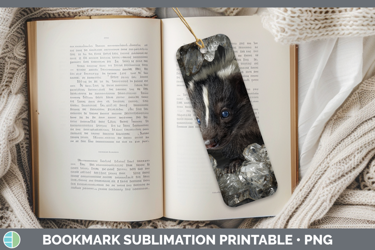 Woodland Geode Skunk Bookmark Sublimation Printable Designs