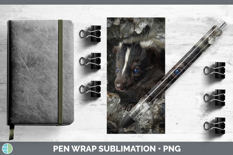 Woodland Geode Skunk Pen Wrap Sublimation Pen Designs